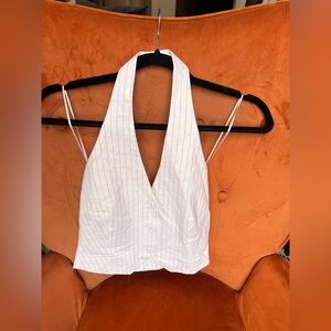 NWT MANGO Red Pinstripe Halter Vest – Size XS – Modern & Chic